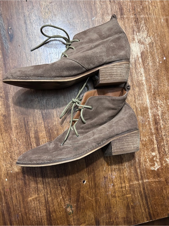 BEAST FASHION Shoes - Faux suede Victorian style lace up booties tan 8